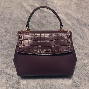 royal purple michael kors leather handbag with gold studs